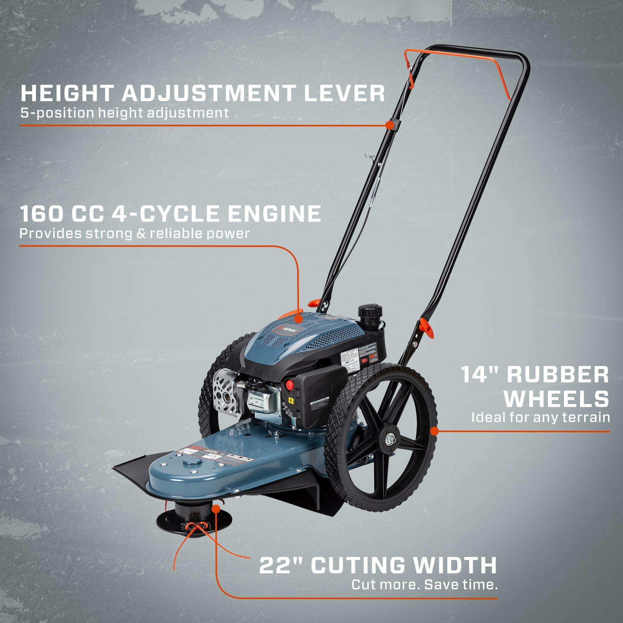 SENIX 22" 160cc 4-Cycle Gas Powered High Wheel String Trimmer | String Trimmers | SENIX Tools
